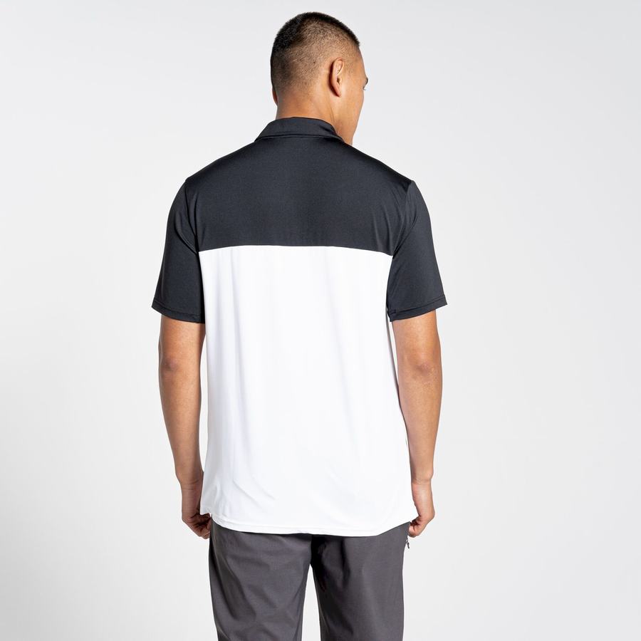 Black White Craghoppers NosiLife Pro Short Sleeved Polo Men's T-Shirts | WBA6446FG