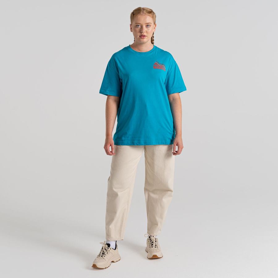 Blue Craghoppers Crosby Short Sleeved Women's T-Shirts | SEH999UJ