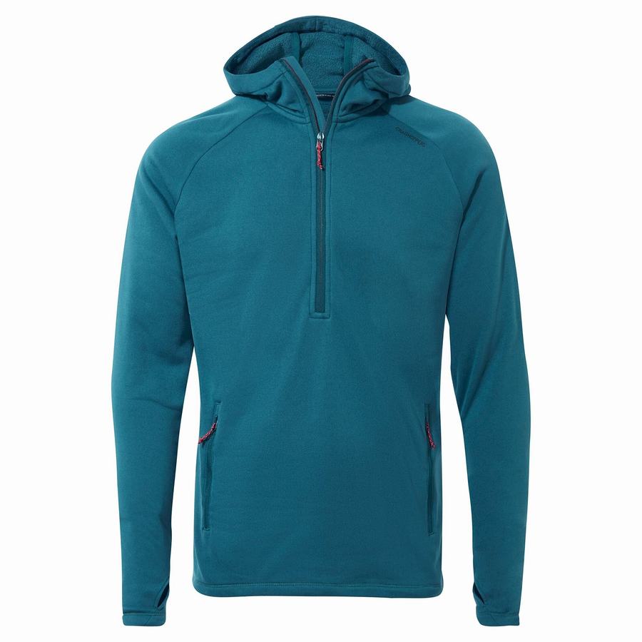 Blue Craghoppers Dynamic Hooded Half Zip Winter Men's Sweaters | RGT4350XZ