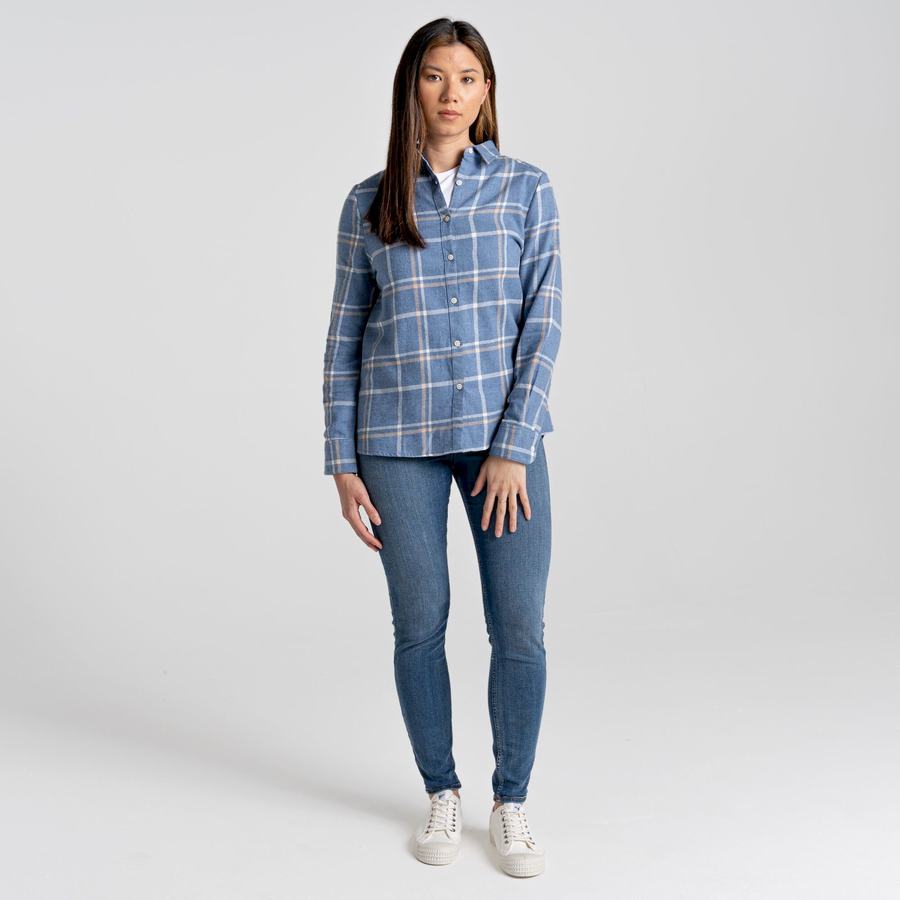 Blue Craghoppers Emie Long Sleeved Women's Shirts | YVP5065PZ