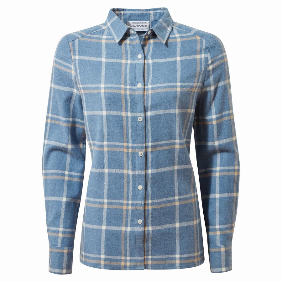 Blue Craghoppers Emie Long Sleeved Women's Shirts | YVP5065PZ