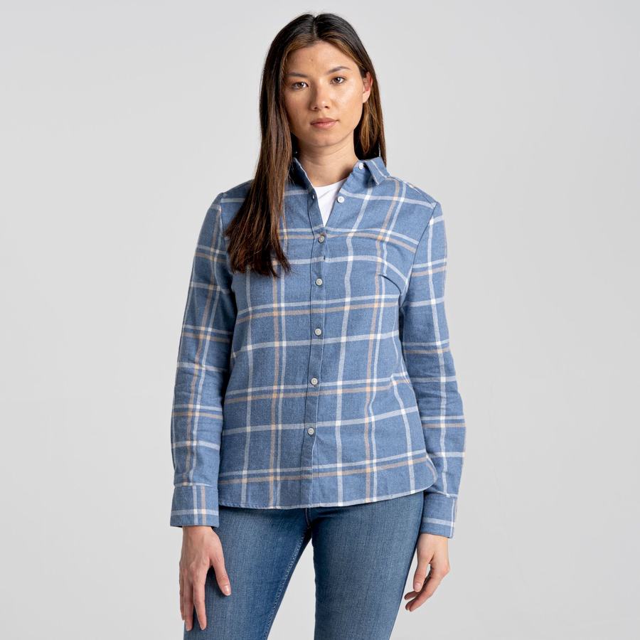 Blue Craghoppers Emie Long Sleeved Women's Shirts | YVP5065PZ