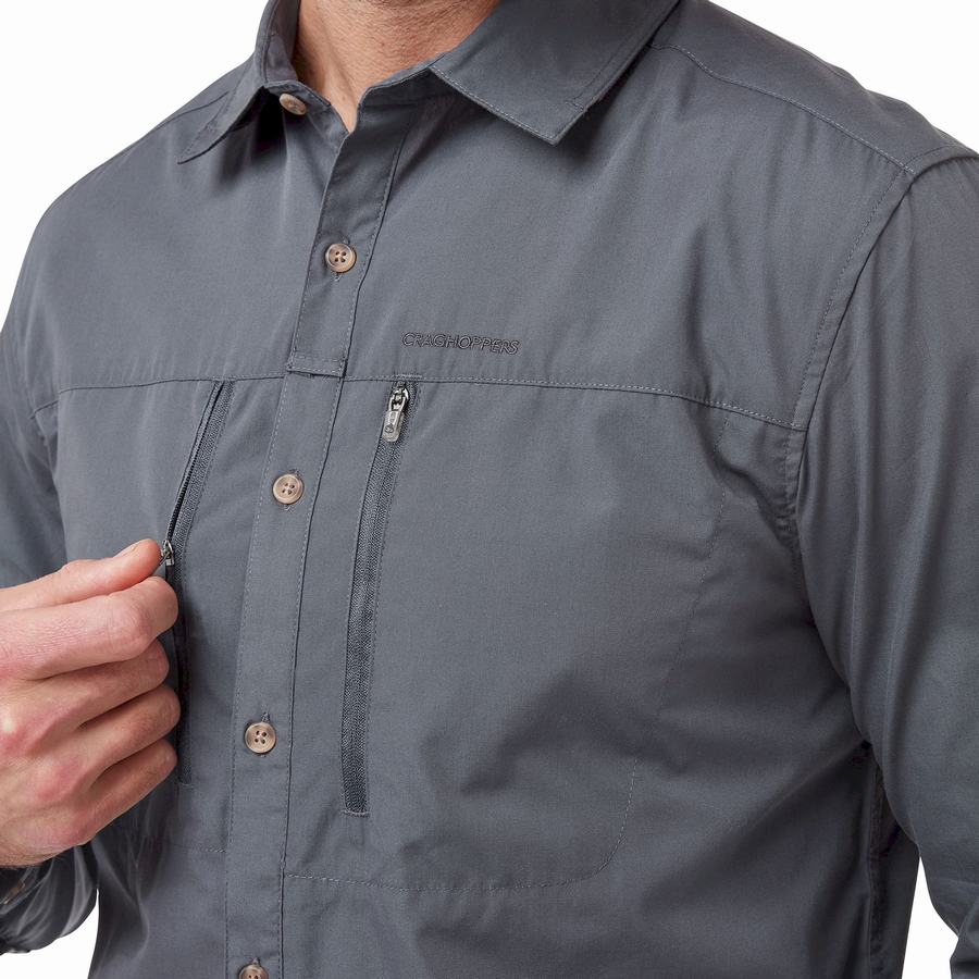 Blue Craghoppers Kiwi Boulder Long Sleeved Men's Shirts | EPY9664HP