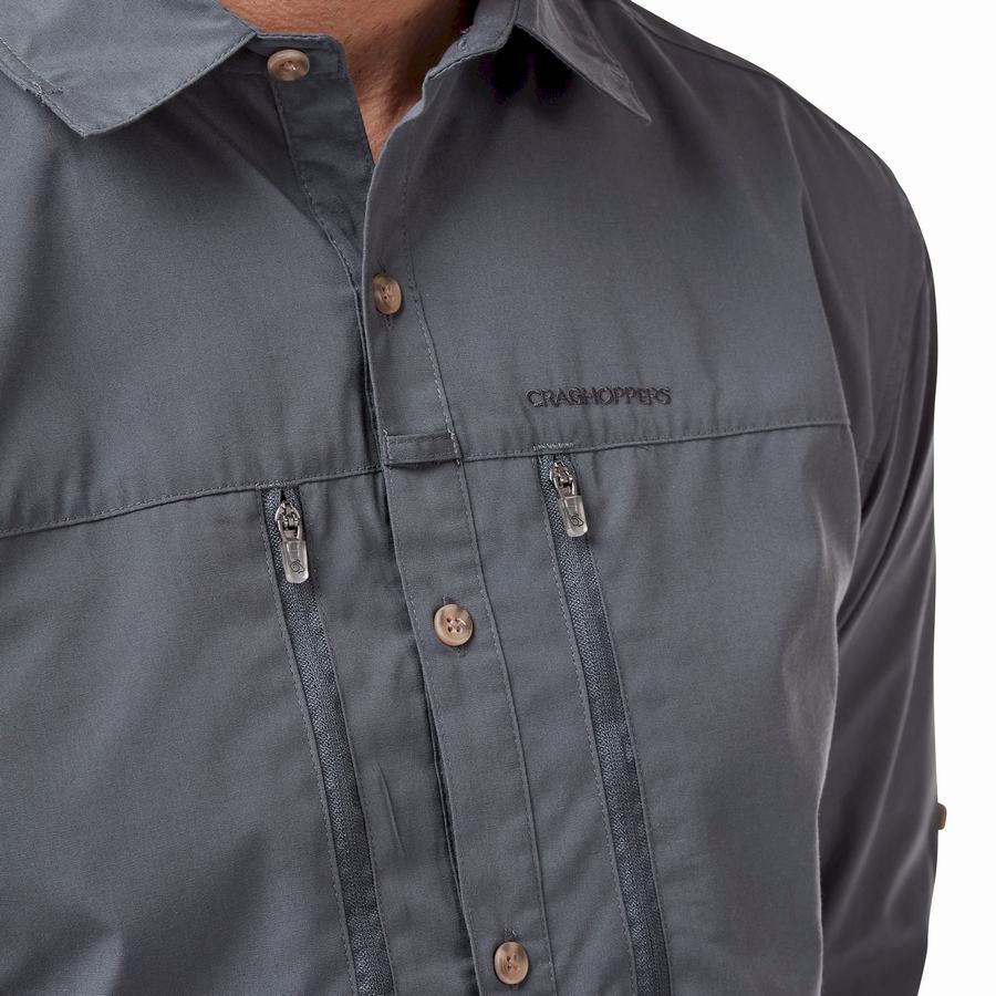 Blue Craghoppers Kiwi Boulder Long Sleeved Men's Shirts | EPY9664HP