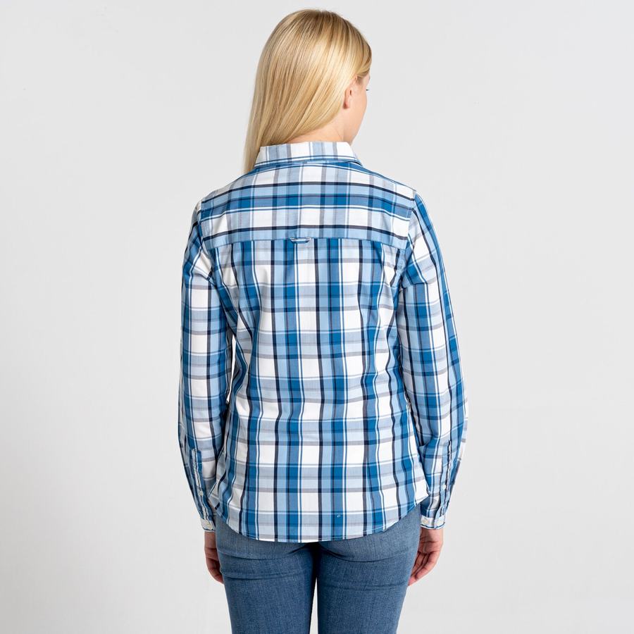 Blue Craghoppers Kiwi II Long Sleeved Women's Shirts | GSF5818OD