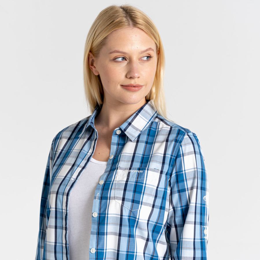 Blue Craghoppers Kiwi II Long Sleeved Women's Shirts | GSF5818OD