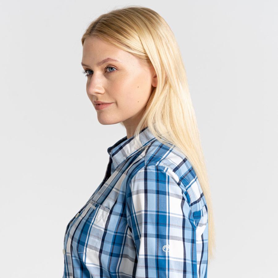 Blue Craghoppers Kiwi II Long Sleeved Women's Shirts | GSF5818OD