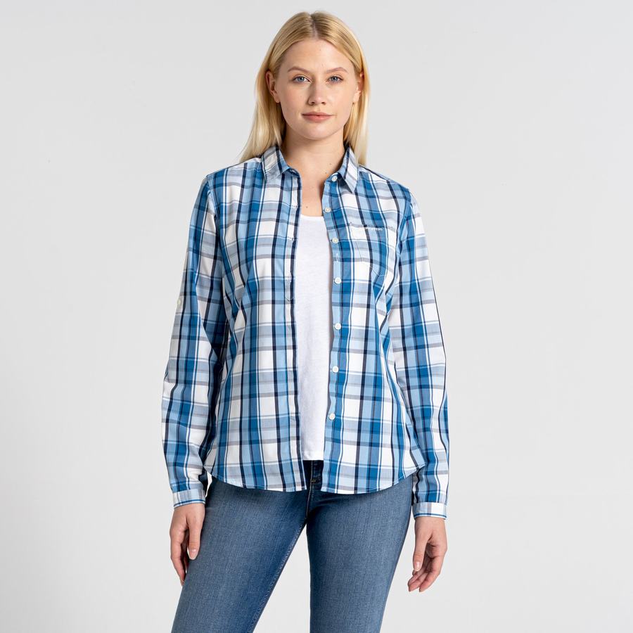 Blue Craghoppers Kiwi II Long Sleeved Women's Shirts | GSF5818OD