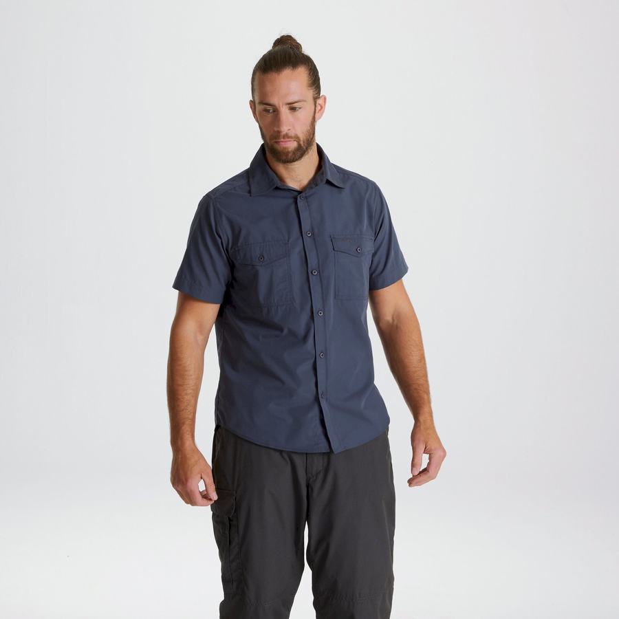 Blue Craghoppers Kiwi Short Sleeved Men's Shirts | XEX2390JY