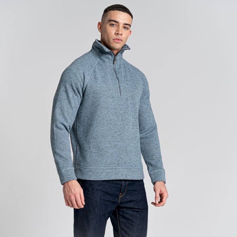 Blue Craghoppers Logan Half Zip Men's Sweaters | YDP7351ZG