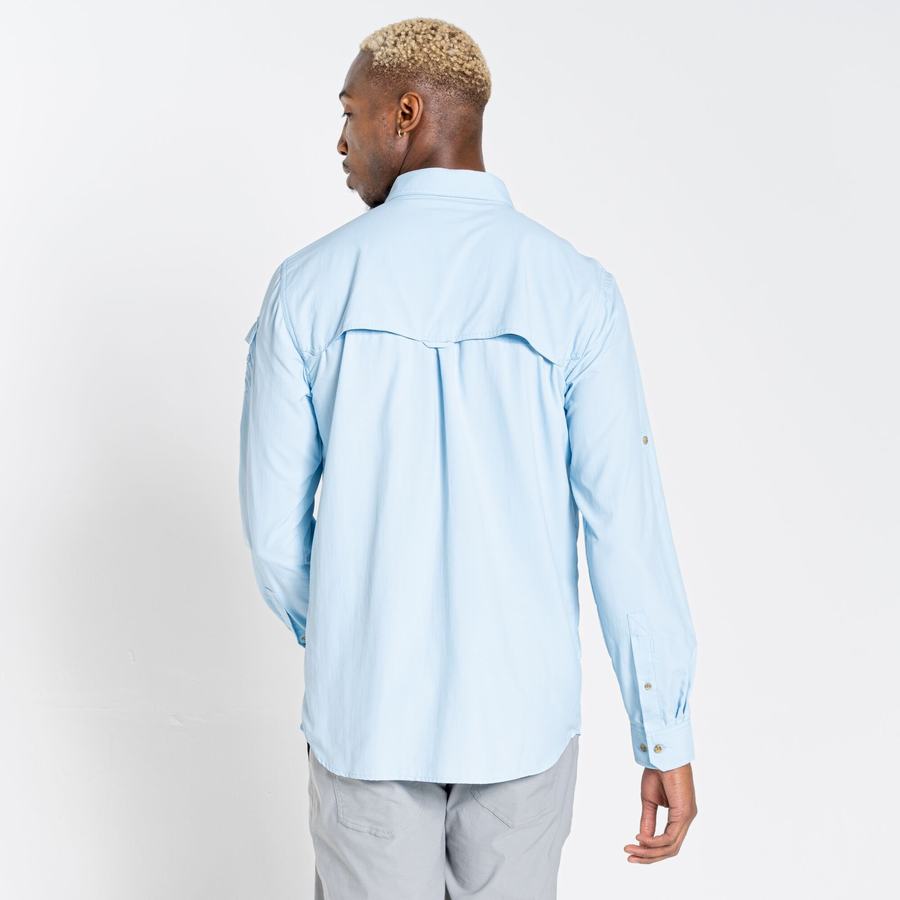 Blue Craghoppers NosiLife Adventure II Long Sleeved Men's Shirts | JKI1341TH