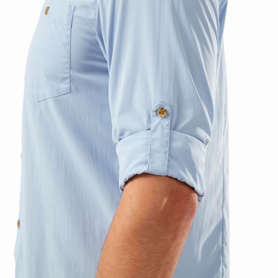 Blue Craghoppers NosiLife Nuoro Long Sleeved Men's Shirts | KAU3090AT