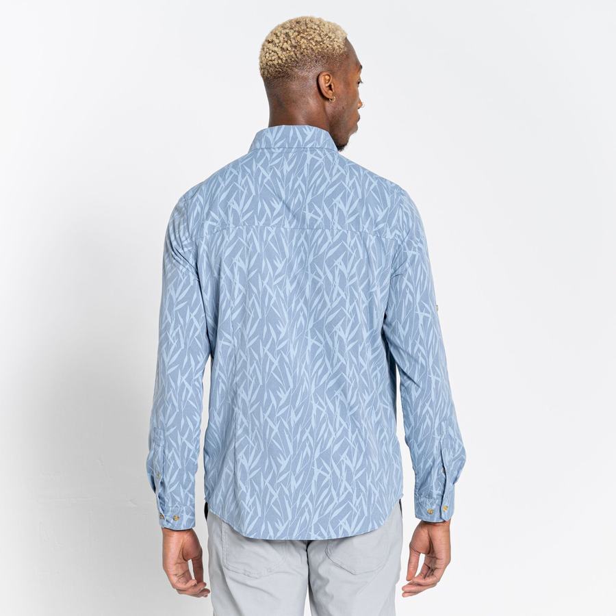 Blue Craghoppers NosiLife Pinyon Long Sleeved Men's Shirts | XJM781IT