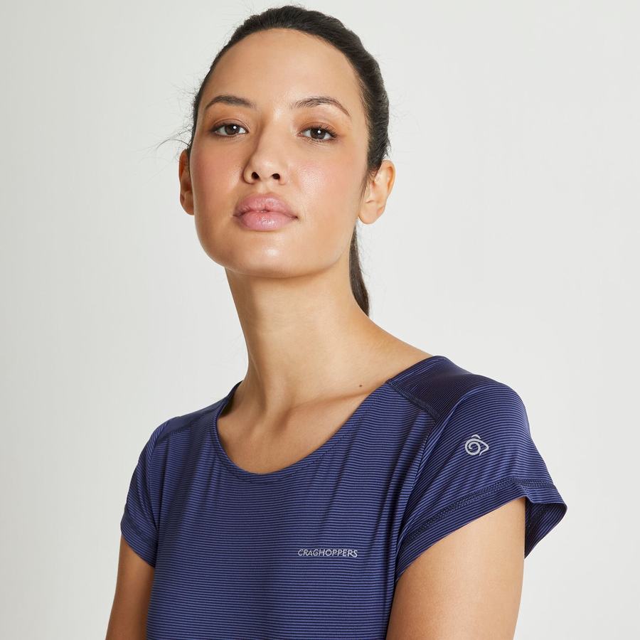 Blue Navy Craghoppers Atmos Short Sleeved Women's T-Shirts | WWU2279SV