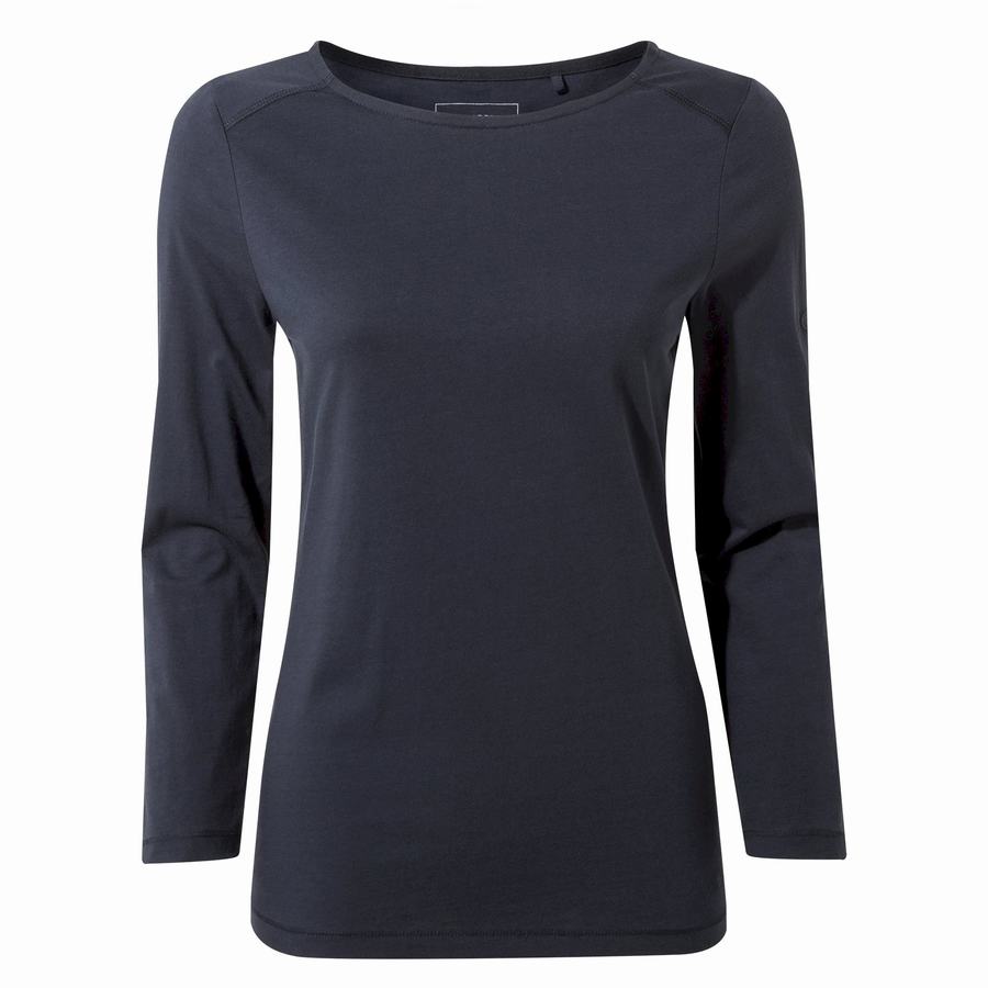 Blue Navy Craghoppers Blanca 3/4 Sleeved Top Women\'s T-Shirts | GAP3746YC