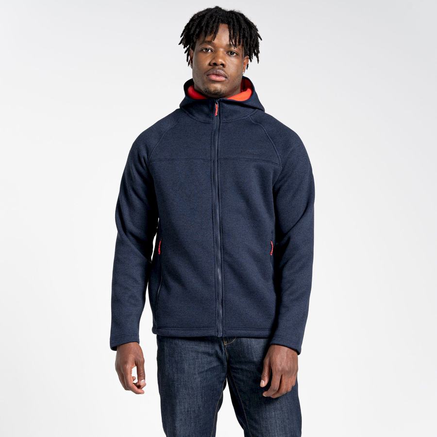 Blue Navy Craghoppers Brayden Hooded Men's Sweaters | BNJ75100JS