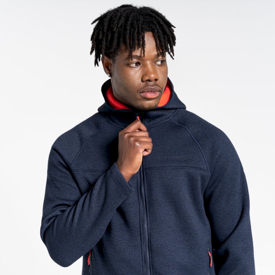 Blue Navy Craghoppers Brayden Hooded Men's Sweaters | BNJ75100JS