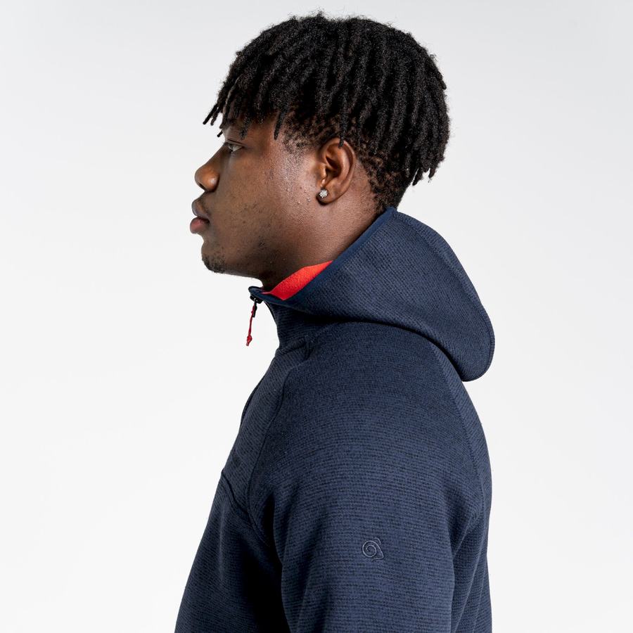 Blue Navy Craghoppers Brayden Hooded Men's Sweaters | BNJ75100JS