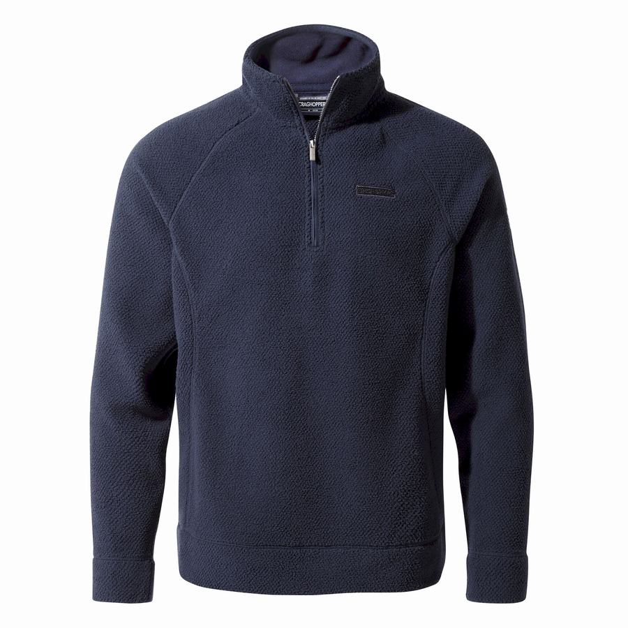 Blue Navy Craghoppers Cason Half-Zip Men's Sweaters | VTO3875FH