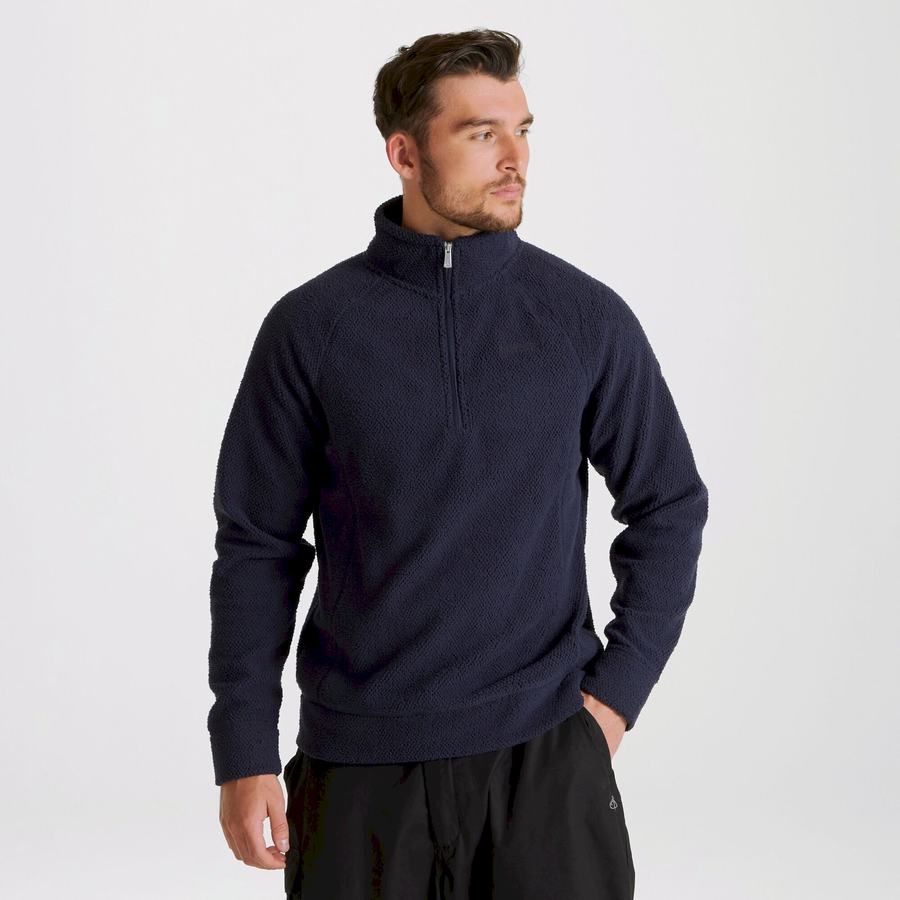 Blue Navy Craghoppers Cason Half-Zip Men's Sweaters | VTO3875FH