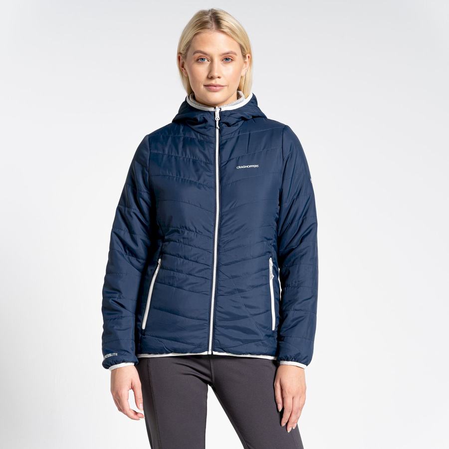 Blue Navy Craghoppers Compresslite VI Hooded Women's Jackets | NQY6170ZQ