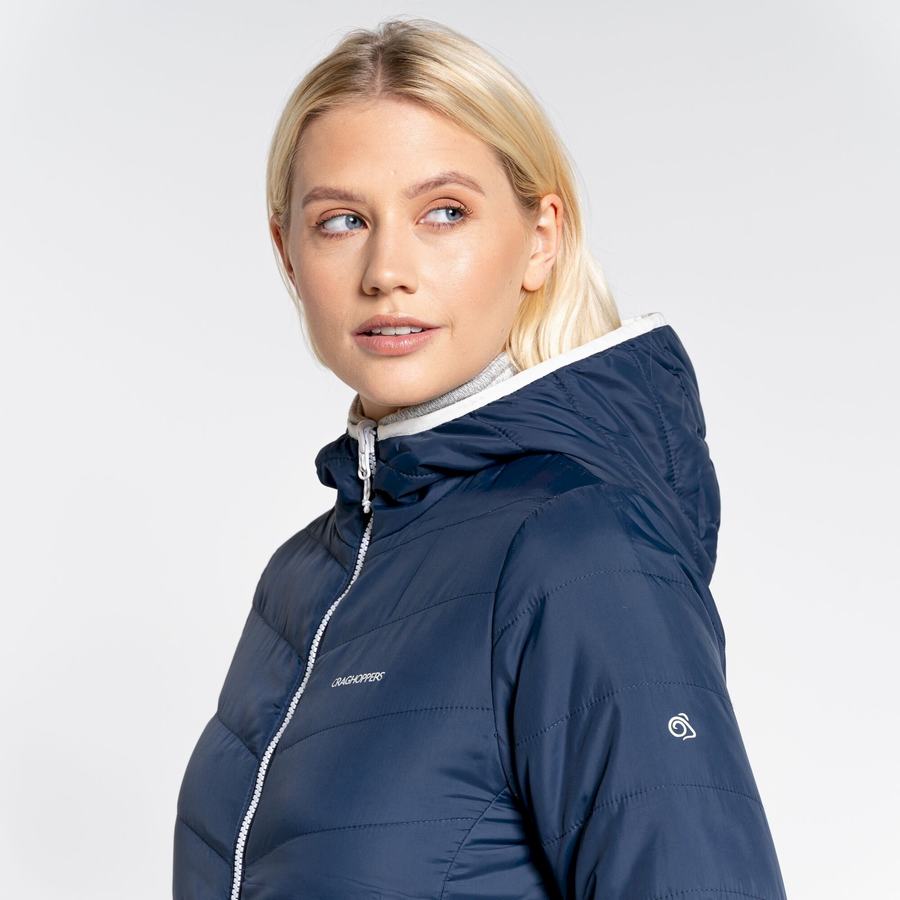 Blue Navy Craghoppers Compresslite VI Hooded Women's Jackets | NQY6170ZQ