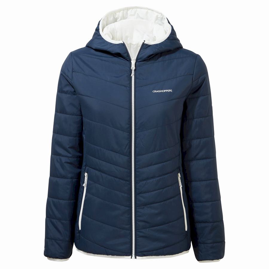 Blue Navy Craghoppers Compresslite VI Hooded Women\'s Jackets | NQY6170ZQ