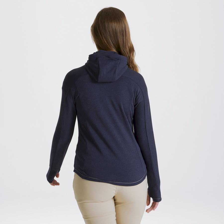 Blue Navy Craghoppers Dynamic Hooded Half Zip Women's T-Shirts | SFB3740HN