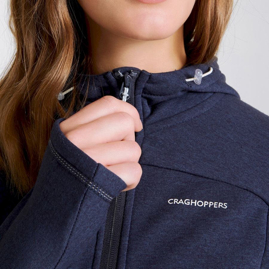 Blue Navy Craghoppers Dynamic Hooded Half Zip Women's T-Shirts | SFB3740HN