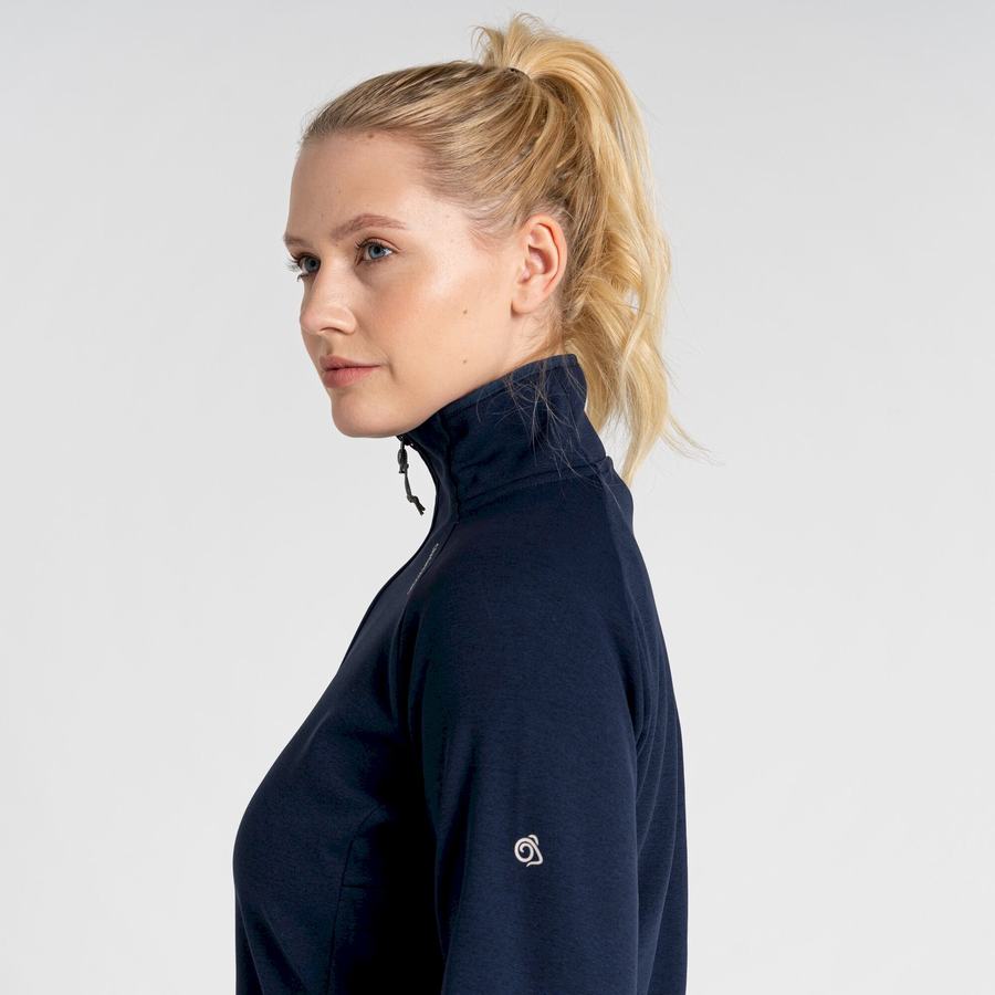 Blue Navy Craghoppers Dynamic Pro Half Zip Women's Sweaters | UPR3921VX