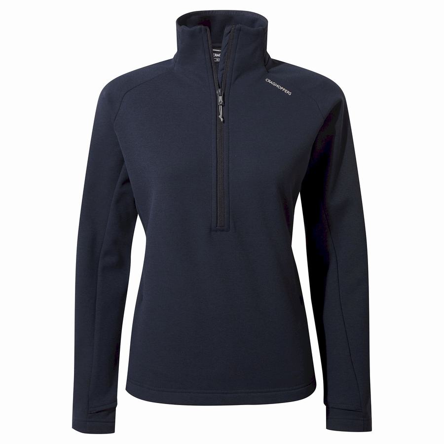 Blue Navy Craghoppers Dynamic Pro Half Zip Women's Sweaters | UPR3921VX