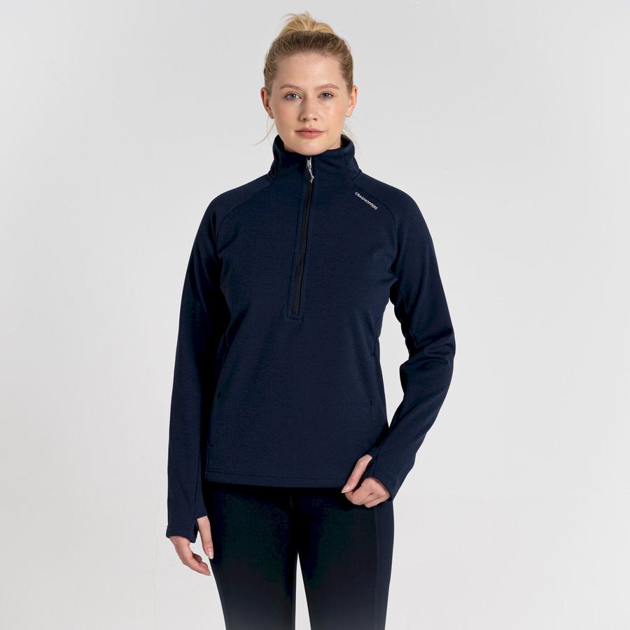 Blue Navy Craghoppers Dynamic Pro Half Zip Women's Sweaters | UPR3921VX