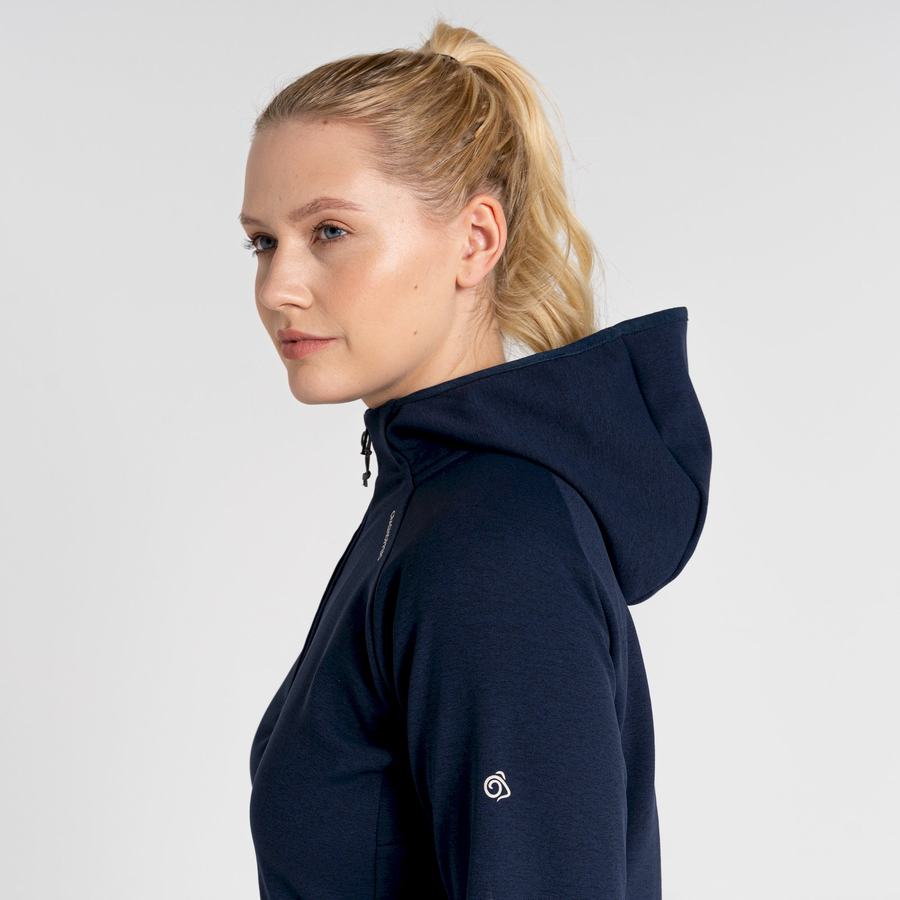 Blue Navy Craghoppers Dynamic Pro Hooded Women's Sweaters | EPE1422OK