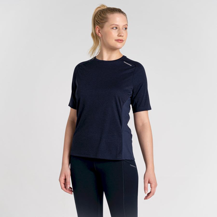 Blue Navy Craghoppers Dynamic Pro Short Sleeve Women's T-Shirts | WAV1469JV