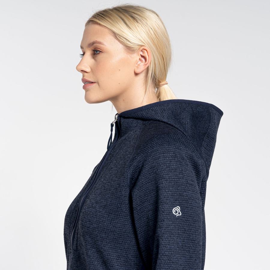 Blue Navy Craghoppers Elena Hooded Half Zip Women's Sweaters | XOQ6098OP