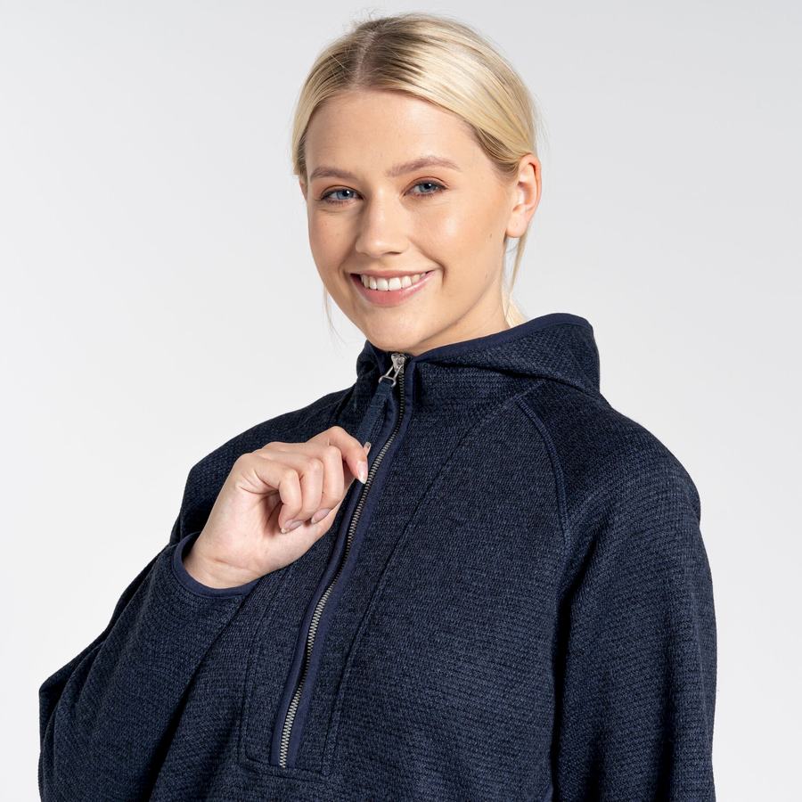 Blue Navy Craghoppers Elena Hooded Half Zip Women's Sweaters | XOQ6098OP