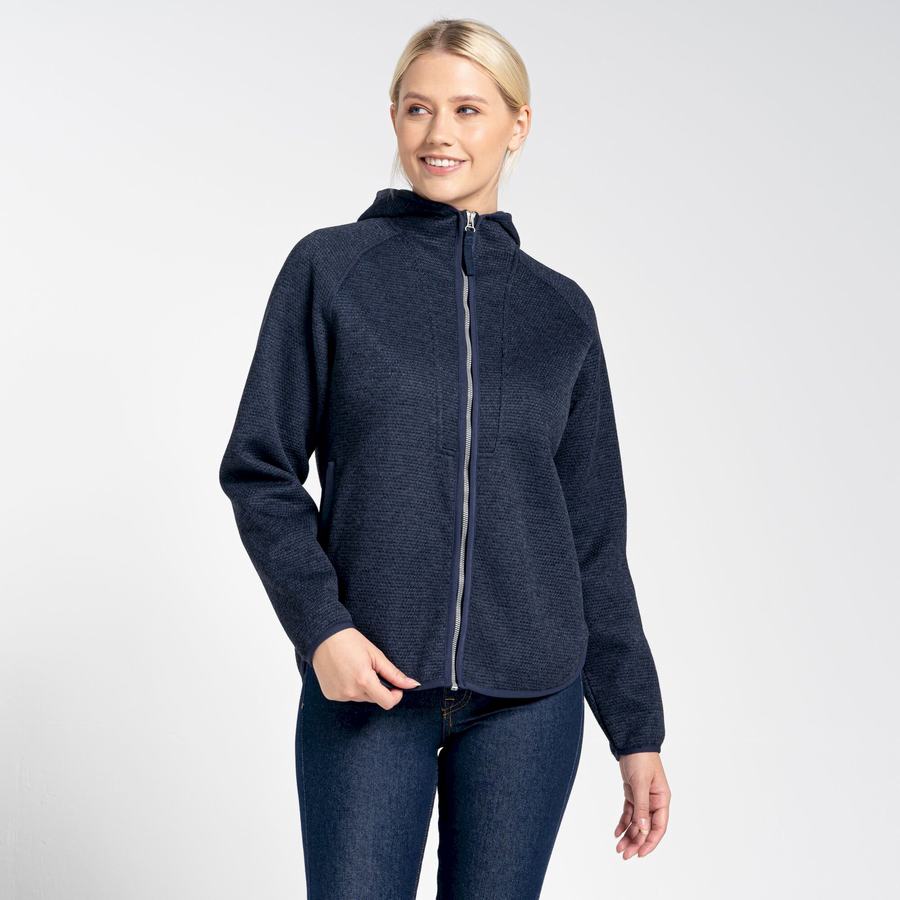 Blue Navy Craghoppers Elena Hooded Women's Sweaters | NUU6168JX