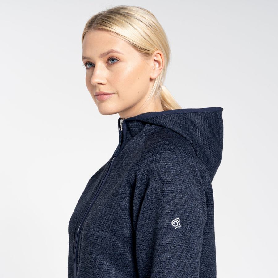 Blue Navy Craghoppers Elena Hooded Women's Sweaters | NUU6168JX