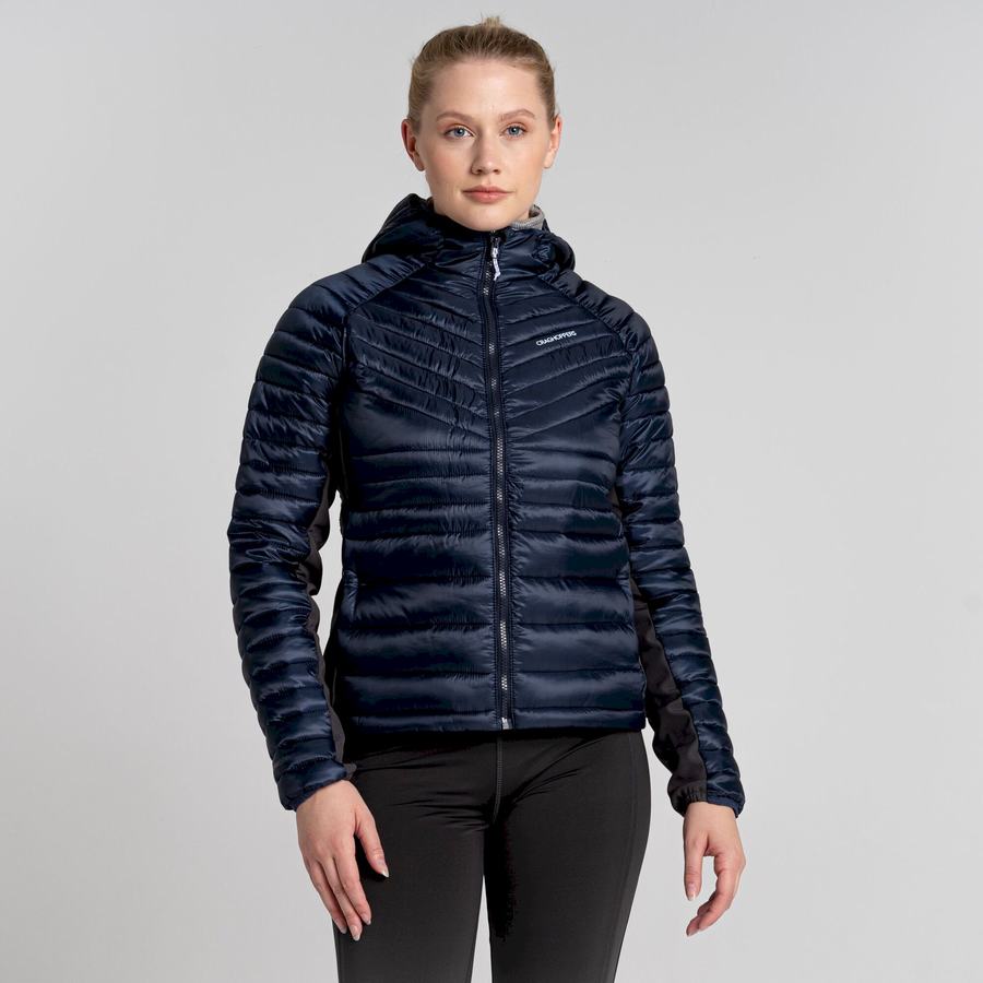 Blue Navy Craghoppers ExpoLite Insulated Hooded Women's Jackets | ZKU4449ON