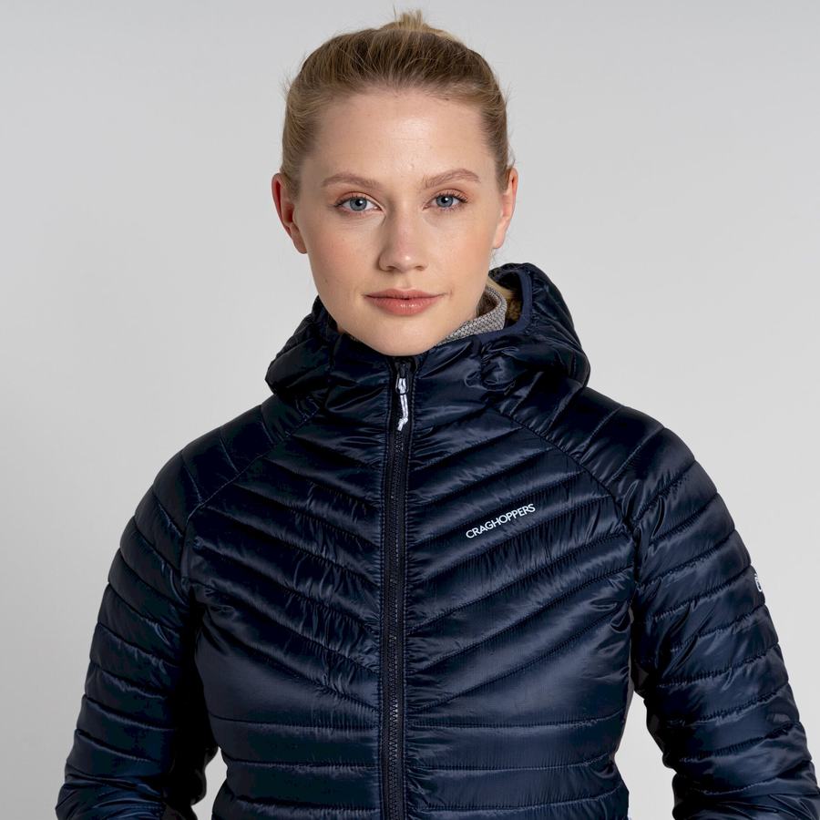 Blue Navy Craghoppers ExpoLite Insulated Hooded Women's Jackets | ZKU4449ON