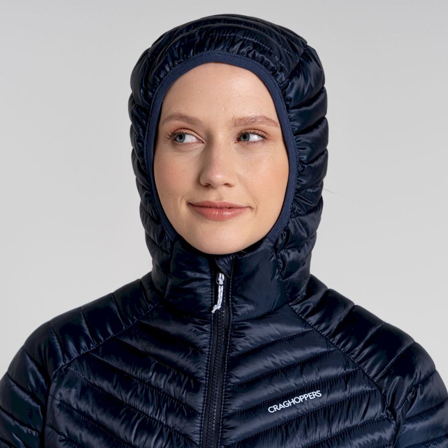 Blue Navy Craghoppers ExpoLite Insulated Hooded Women's Jackets | ZKU4449ON