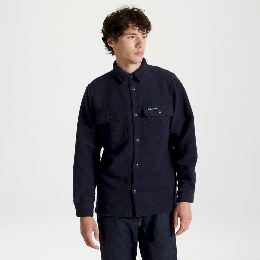 Blue Navy Craghoppers Leroy Long Sleeved Men's Shirts | AXX6480PK