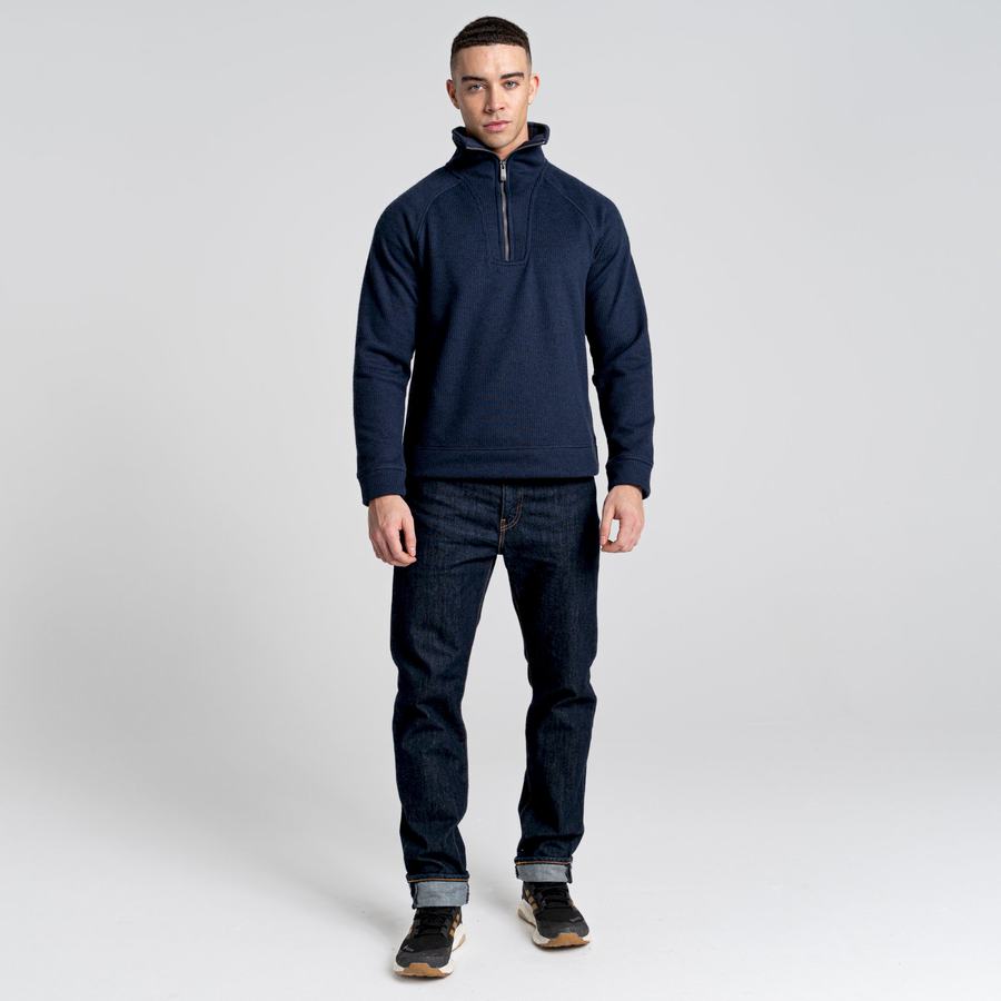 Blue Navy Craghoppers Logan Half Zip Men's Sweaters | XEG5637TJ