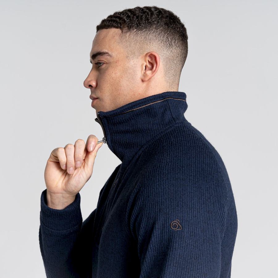 Blue Navy Craghoppers Logan Half Zip Men's Sweaters | XEG5637TJ