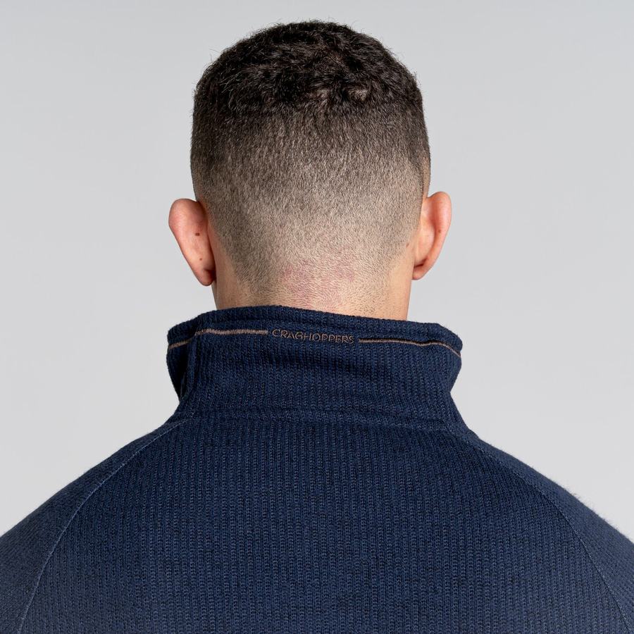 Blue Navy Craghoppers Logan Half Zip Men's Sweaters | XEG5637TJ