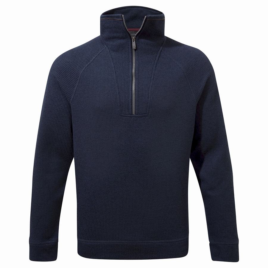 Blue Navy Craghoppers Logan Half Zip Men's Sweaters | XEG5637TJ