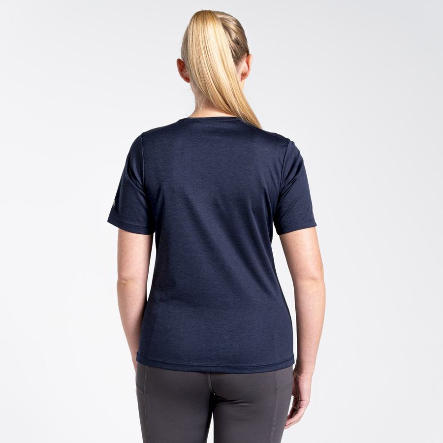 Blue Navy Craghoppers NosiLife Candella Short Sleeved Women's T-Shirts | HIV109YJ