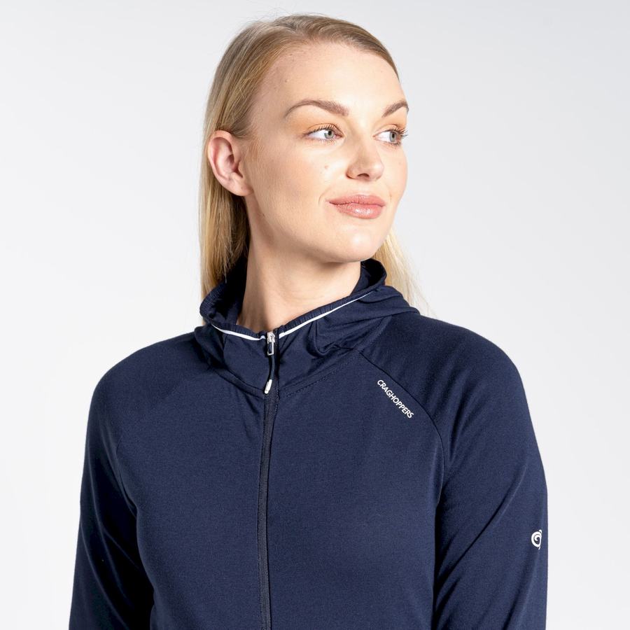 Blue Navy Craghoppers NosiLife Milanta Hooded Women's T-Shirts | HUU6959EJ