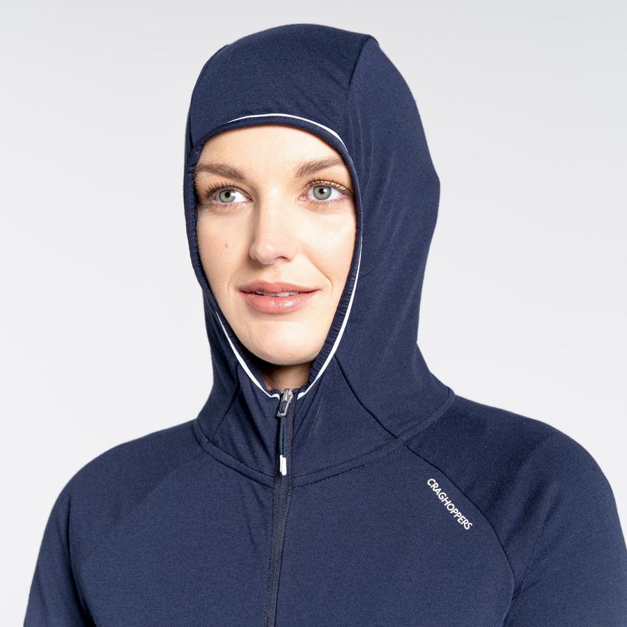 Blue Navy Craghoppers NosiLife Milanta Hooded Women's T-Shirts | HUU6959EJ