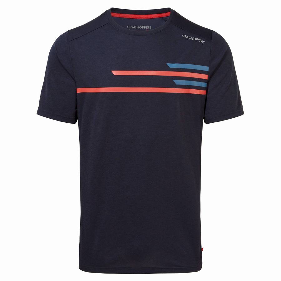 Blue Navy Craghoppers NosiLife Pro Active Short Sleeved Men's T-Shirts | OCB164LM